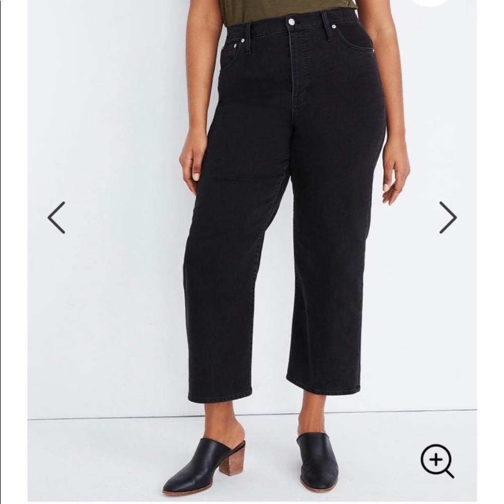 Madewell Slim Wide Leg Crop Black Jeans